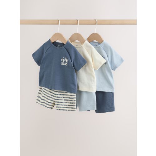 Blue/Ecru Milk Club Tops and Shorts Baby Set 6 Piece (0mths-3yrs)