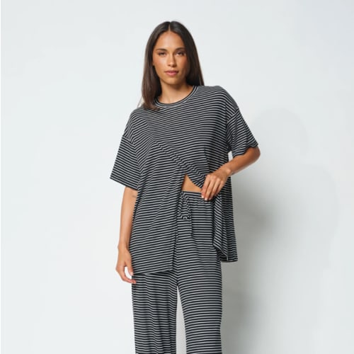 Wrap Panel Breastfeeding Friendly Tee - Stripe – Apero Label, size M