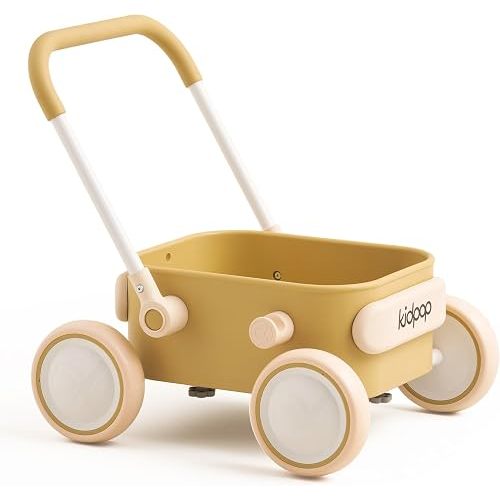 PULA Baby Push Walker with Wheels Toddler Wagon for First Learner Baby Toys 6-12 Months, 1 Year Old Birthday Gifts, Indoors and Outdoors (Khaki)