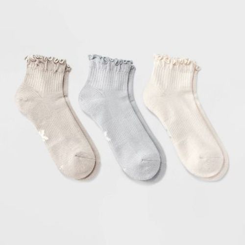 Women's Cushioned Ruffle 3pk Ankle Socks