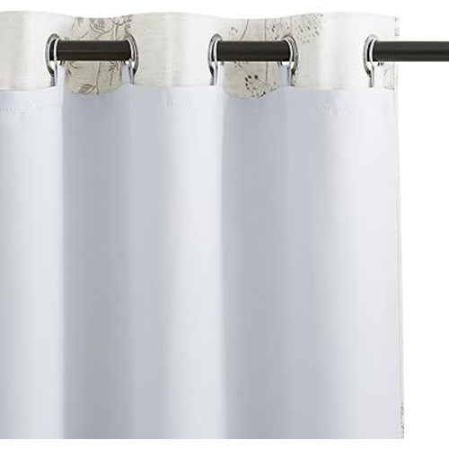 KGORGE Blackout Curtain Liners - Thermal Insulating Noise Reduce Detachable Liners for 42" Wide x 84" Long Curtains/Bedroom Window, Rings Included, 2 Panels, 40 inch Wide x 80 inch Long