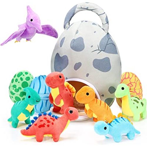 11 Pieces Dinosaur Stuffed Animal Small Dino Plush Toy and Egg Bag Set Stuffed Dinosaur Cute Stuffed Animals Plush Toys Soft Dinosaur Stuff Animals for Birthday Dinosaur Themed Party Decorations