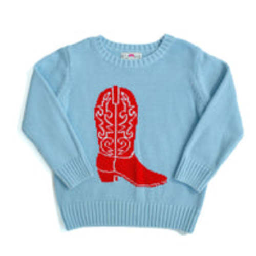 Blue and Red Cowboy Boot Sweater I Ruth and Ralph 6/12 Months