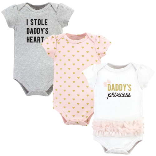 Hudson Baby Infant Girl Cotton Bodysuits, Daddys Princess Tutu, 9-12 Months