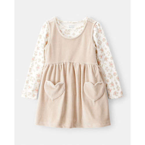 Toddler Girl Floral Velour Dress Set - Tan - Carter's | Carter's