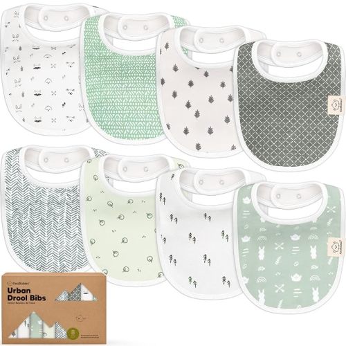 KeaBabies 8-Pack Organic Baby Bibs for Drooling and Teething (Prairie)