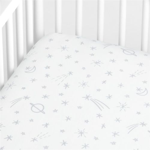 Celestial Organic Light Blue Crib Fitted Sheet