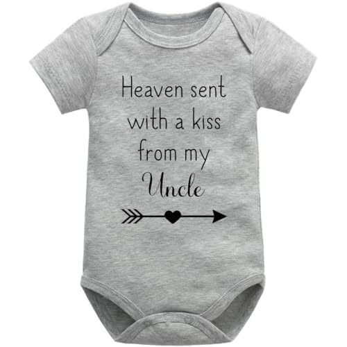 Funny Baby Clothes Heaven Sent with A Kiss from My Uncle Baby Bodysuit Novelty Newborn Infant Boys Girls Clothes