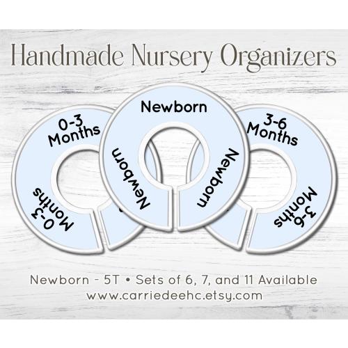 Powder Blue Baby Closet Dividers, Boys Nursery Organizer, Simple Minimalist Blue Nursery Decor, Newborn to 5T Size Organizers
