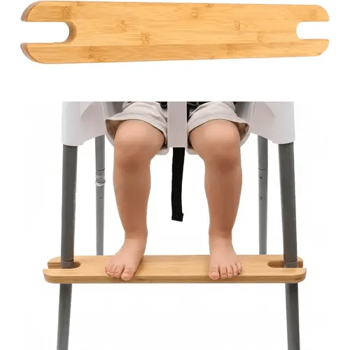 PandaEar High Chair Footrest for IKEA Antilop, Adjustable Height Natural Bamboo Wooden Footrest with Rounded Corners, Baby High Chair Accessories