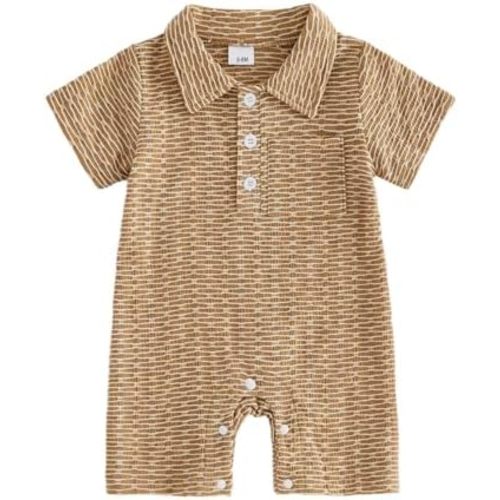 BemeyourBBs Newborn Baby Boy Summer Clothes Short Sleeve Dress Shirt Romper Button Jumpsuit Gentleman One Piece Outfit