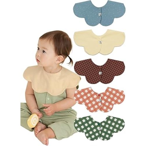 Konny Baby Bib 3/5/7-Pack Set, 360 ​​° Rotate, Soft and Absorbent Drooling for Toddler Boys Girls Baby Essentials