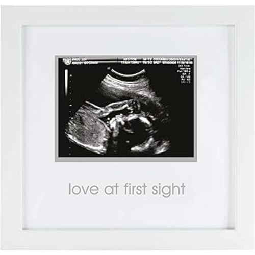 Pearhead Love at First Sight Sonogram Picture Frame, Gender Neutral Ultrasound Keepsake, Ideal Pregnancy Gift, Baby Shower and Nursery Decor, 4”x3” Photo Insert, White