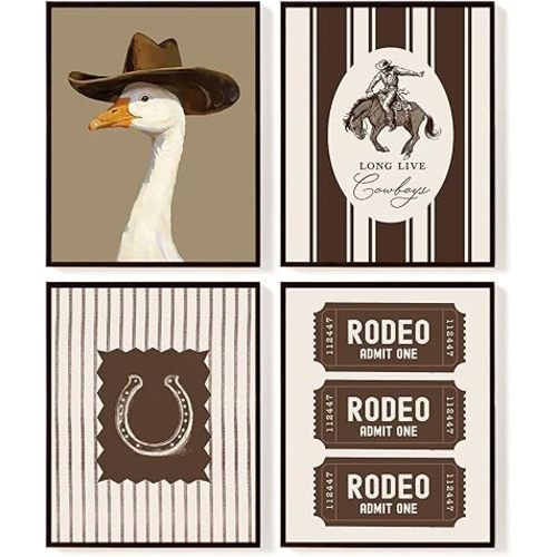 SkyCozy Trendy Retro Western Cowboy Goose Wall Art Decor Poster & Prints