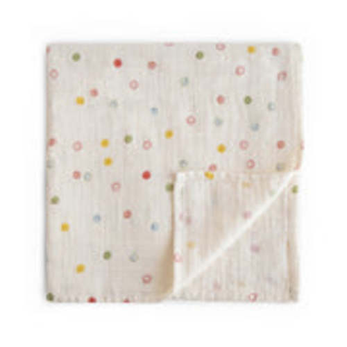 Organic Cotton Mushie Baby Muslin Swaddle Blanket-Smiley