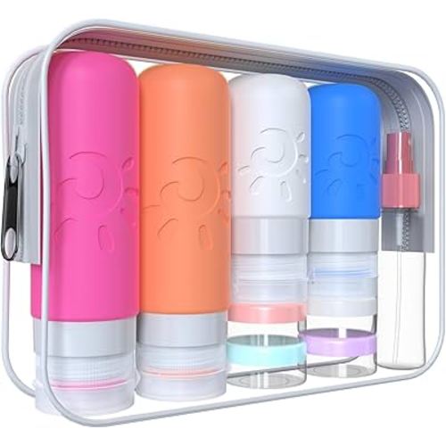 18 Pack travel Bottles for Toiletries, TSA Approved Silicone Travel Containers Leak Proof Refillable Travel Accessories for Shampoo Conditioner Lotion Body Wash(Multicolored D)