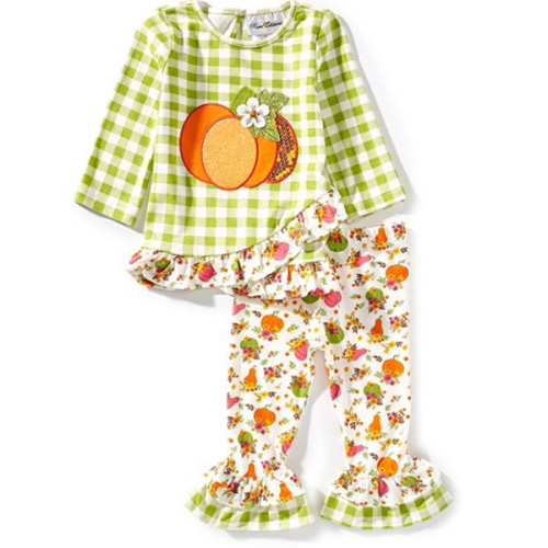 Rare Editions Baby Girls Printed Check Pumpkin Top And Matching Printed Legging Set | Dillard's
