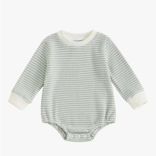 VISGOGO Unisex Baby Boy Girl Romper Waffle Newborn Infant Onesie Clothes Long Sleeve Bubble Oversized Romper Bodysuit Top