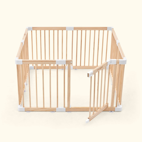 HARPPA Wooden Baby Gate Playpen | Non-Toxic Foldable DIY Adjustable Play Yard for Infants & Toddlers – Natural Finish Baby Fence for Small & Large Spaces