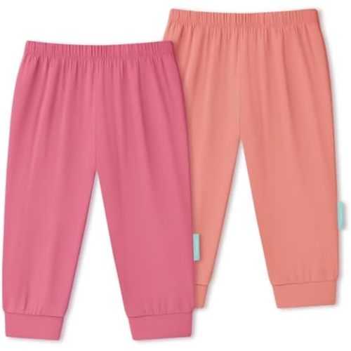 PurComfy Supersoft Baby Pants, 2-Pack Premium Bamboo Viscose Jogger Pants, Elastic Waist, Unisex 0-24 Months