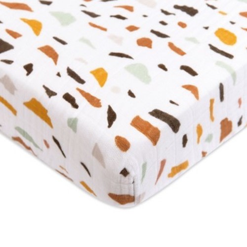 Babyletto Mini Crib Sheet in GOTS Certified Organic Muslin Cotton - Terrazzo