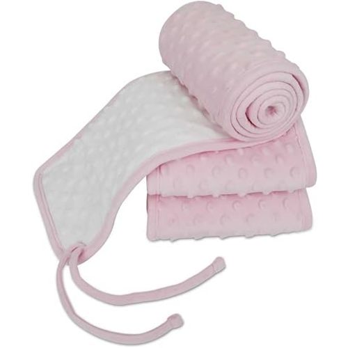 Plush Pink 3pcs New Teething Reversible Guardrail Cover Protector (1 Long 2 Shor