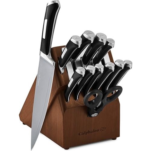 Calphalon Kitchen Knife Set with Self-Sharpening Block, 13-Piece NonStick Knives