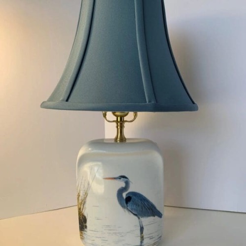 Small Blue Heron Lamp - Without Shade - MacHatton & Hall