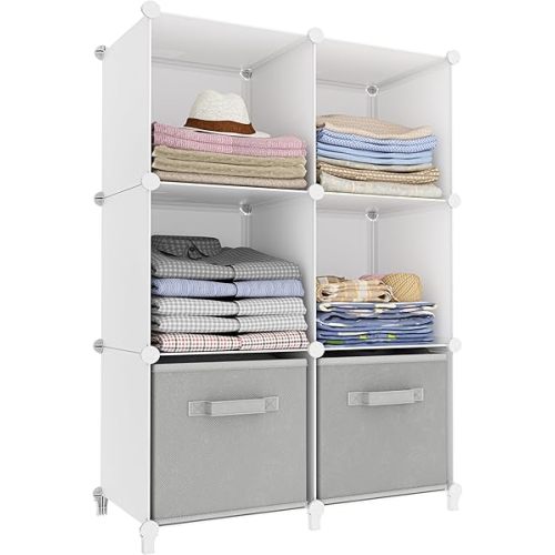 Stackable Closet Organizers and Storage 6 Cube Storage Organizer Closet Organizer for Bathroom Closet Storage for Wardrobe