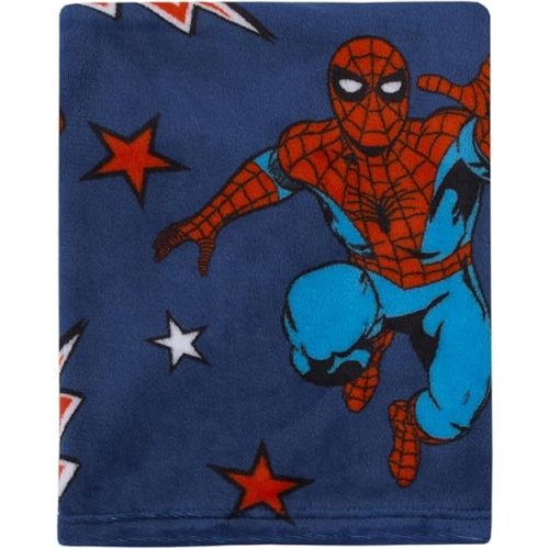 Marvel Spiderman Blue, Red and White Super Soft Plush Baby Blanket