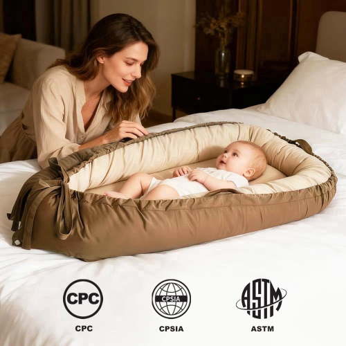 Portable 100% Breathable Cotton Safety Standards Baby Lounger