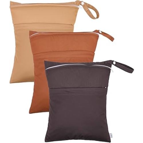 babygoal Wet Bags 3 Pack, Waterproof Travel Dry Bags for Baby Diapers, Beach, Pool, Gym, Swimsuits, Food Storage and Wet Clothes 3LN37-B