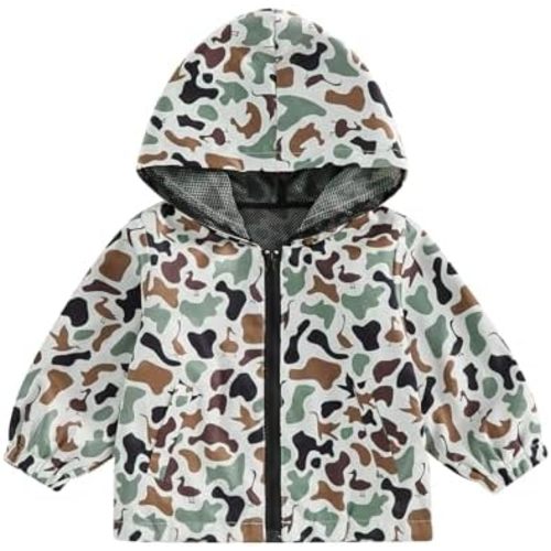 Bagilaanoe Toddler Baby Boy Windbreaker Outerwear Camouflage Zip Hooded Jacket Coat Spring Fall Clothes