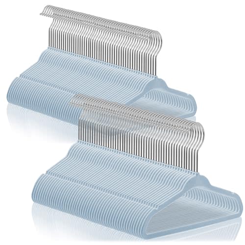 Casafield 100 Velvet Baby Hangers - 11" Size for Infant & Toddler Clothes - Light Blue