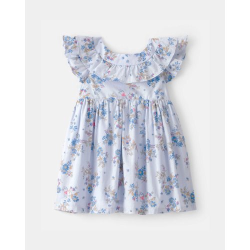 Baby Girl Disney© Winnie the Pooh Floral Dress with Ruffle Neckline - Blue - OshKosh B'gosh | Carter's