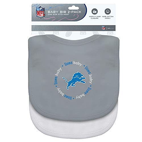 Baby Fanatic NFL Detroit Lions 2-Pack Bibs, One Size, Team Color - Premium Quality, Educational, and Fun Activity for Kids and Families - Great Gift Idea for Holidays, Birthdays, and Everyday Playtime