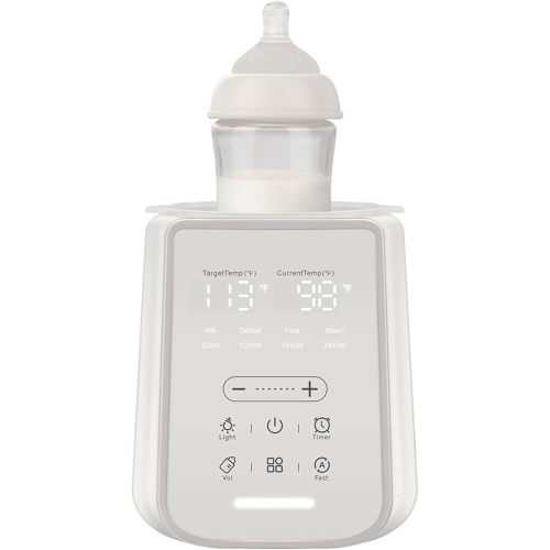 Baby Bottle Warmer for Breast Milk with Timer & Night Light, 11-in-1 Milk Warmer for Baby Bottles, 48H Keep Warm, BPA-Free Fast Heating with Adjustable Temperature (86-194℉) for Glass/PPSU Bottles