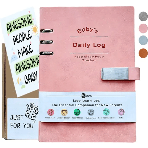 Newborn Baby Daily Log Book for New Parents - 2025 Newborn Feeding Essentials for Single or Twins Infant Feeding, Sleeping, Diaper- Preemie Baby Planner For New Parents-A5 Pink