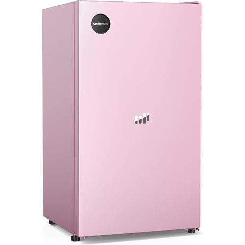 Upstreman 3.2 Cu.Ft All-Refrigerator Mini Fridge, Single Door Small Refrigerator, Dorm Fridge with 7 Adjustable Thermostat, Compact Refrigerator for Office, Bedroom or Dorm,Pink-CR32