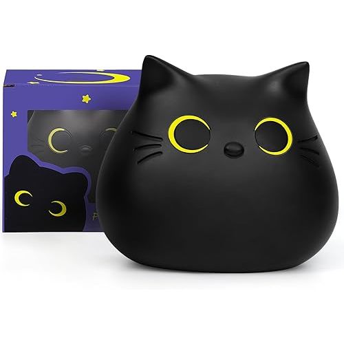 Piggy Bank, Black Cat Money Saving Box Gifts for Kids, Black Cat Bank Coin Box Cat Coin Bank Piggy Bank Toy for Adults Boys Girls Birthday 7 X 6 inches