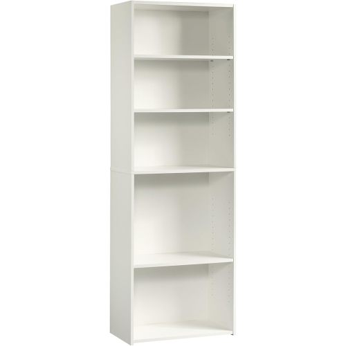 Sauder Beginnings 5-Shelf Bookcase, Bookshelf with Adjustable Storage Shelves, L: 24.57" x W: 11.50" x H: 71.18", Soft White