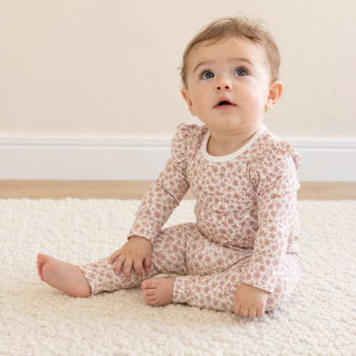 Organic Ruffle Bodysuit & Pants Set - Wild Petal – Makemake Organics