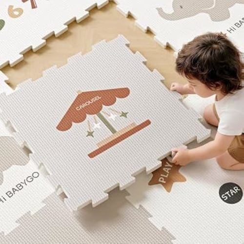 0.6" Thick Baby Play Mat, Interlocking XPE Foam Floor Tiles 3.7 x 5.5 ft