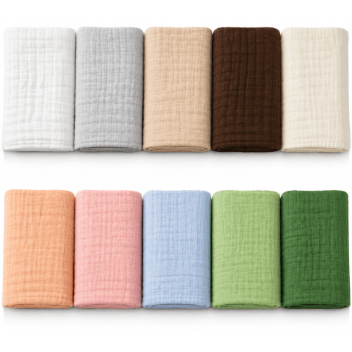 Muslin Burp Cloths — 10 Pack