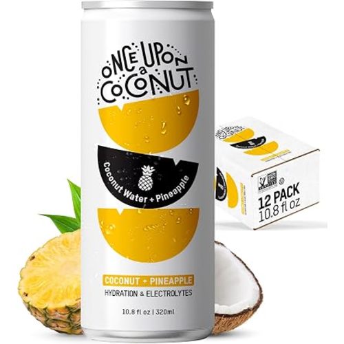Once Upon a Coconut Premium Pineapple Coconut Water - Low Calorie All-Natural Drink with Electrolytes - Non-GMO - Gluten-Free - 10.8 Fl Oz (Pack of 12)