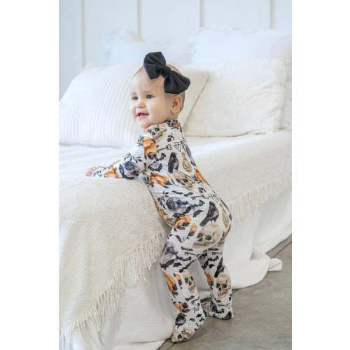 Halloween Skulls & Pumpkins One Piece Zipper footie Pajamas