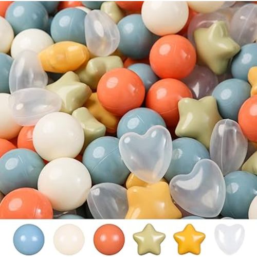 TRENDPLAY Ball Pit Balls Star and Heart Shapes for Toddlers - 50 100 200 500 Count Plastic Balls for Ball Pit Fun and Play