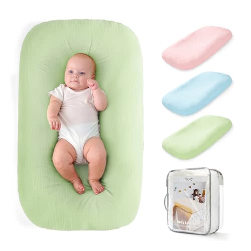 Freejoy Baby Lounger for Newborn, Portable Baby Nest, Soft Cotton Breathable Washable Infant Lounger for Home and Travel (Green)