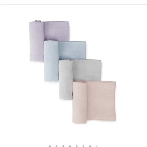 Organic Breathable Swaddle Blankets 4-Color Pack