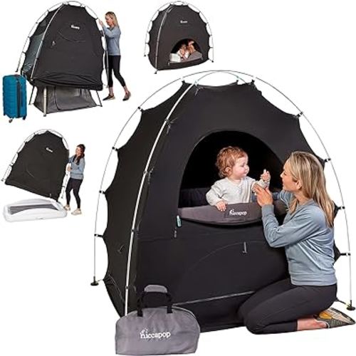 Hiccapop Blackout Tent for Pack and Play, Baby Sleep Pod, Baby Crib Tent, Blackout Canopy Crib Cover, Sleep Pod for Kids with Monitor, Pack and Play Blackout Cover, Pack and Play Tent